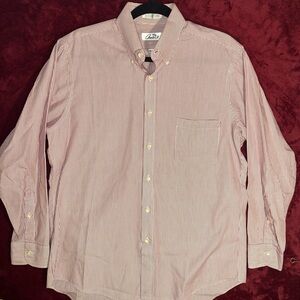 Arnie Men’s Long Sleeve‎ Button-Down Shirt Red/White Stripe 16-34 Reg Cut